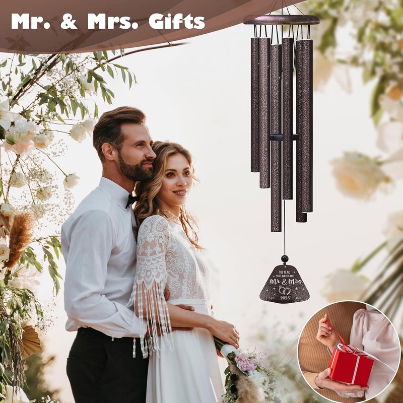 Yesruby Wedding Gifts, Mr and Mrs Gift 32” Wind Chimes Outside, Wedding Gifts for Couples Newlyweds 2025, Bridal Shower Just Married Gift - Image 2